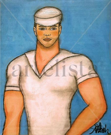 PIN UP BOY - MARINE Acrylic Others Figure Painting