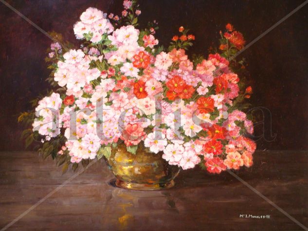 CENTRO DE FLORES-ALEGRIAS Oil Canvas Floral Painting