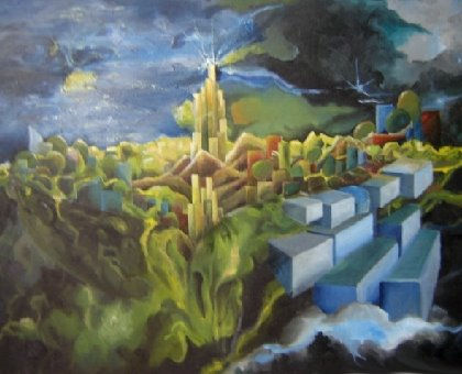 Ciudad Astral Oil Canvas Landscaping