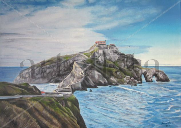 Vista a san juan de gaztelugatxe Oil Canvas Marine Painting