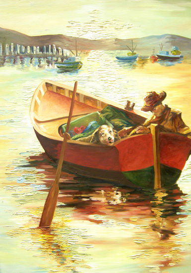 "Compañero de faena" Oil Canvas Marine Painting