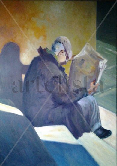 Las noticias de la tarde Oil Canvas Figure Painting