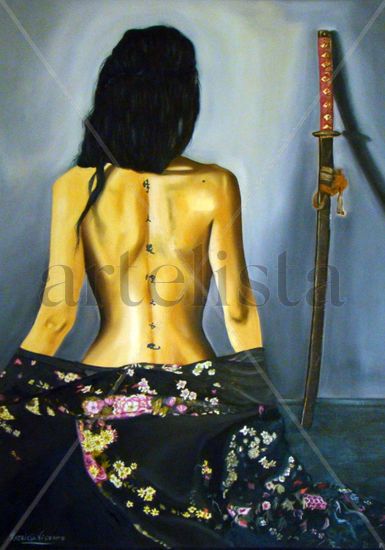 Katana Oil Canvas Figure Painting