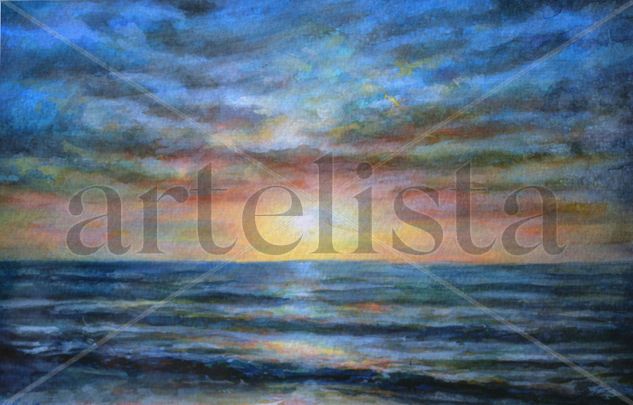 Atardecer en la Barrosa Watercolour Paper Marine Painting