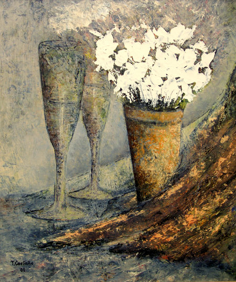 Flores y Cava Oil Canvas Floral Painting