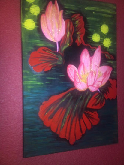 FLOR DE LOTO Acrylic Canvas Floral Painting