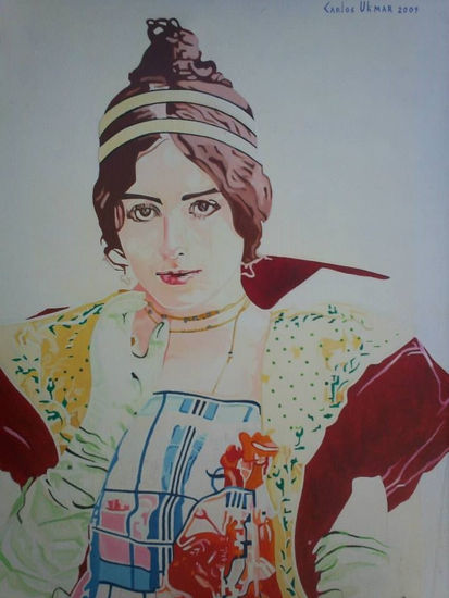 Cléo de Mérode. Mixed media Canvas Portrait