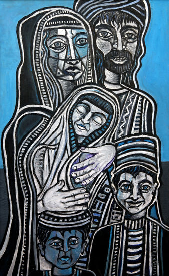 familia en guerra Oil Canvas Figure Painting