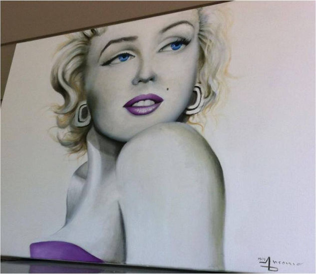 Purple Marilyn Oil Canvas Portrait