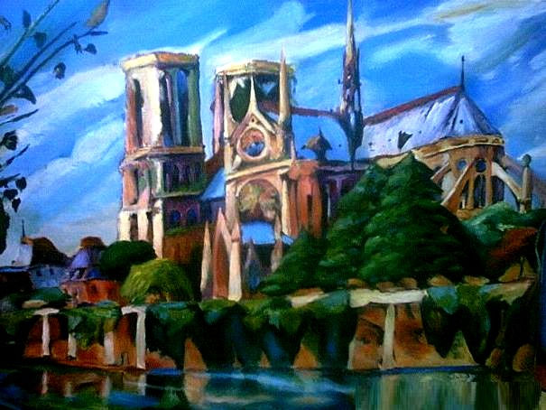 notre dame Oil Canvas Landscaping