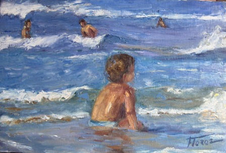 A la orilla del mar Oil Canvas Figure Painting