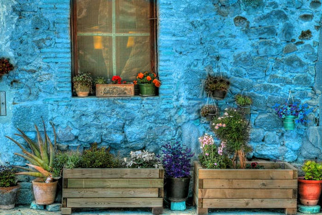 fachada con flores