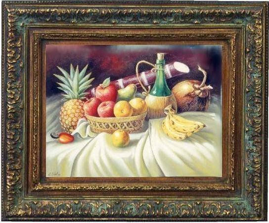 frutas con botella de vino Oil Canvas Landscaping