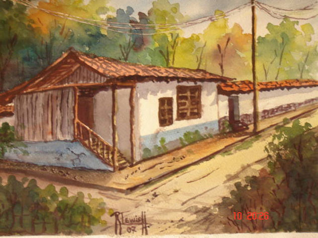 Antigua Casa en Heredia Acuarela Papel Paisaje