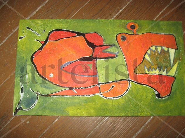 monstruo acaracolado Mixed media Canvas Figure Painting