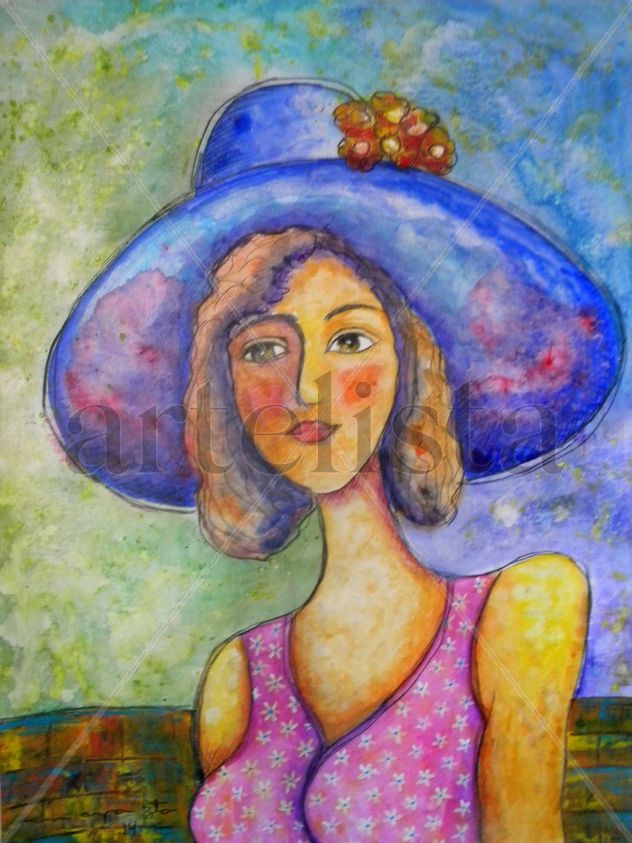 Personaje con sombrero y flores