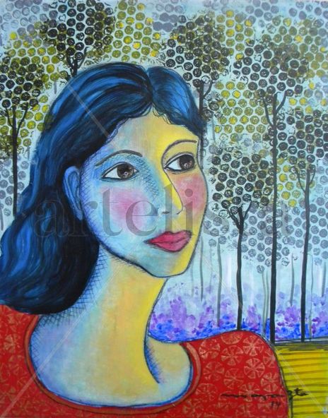 Personaje entre lilas