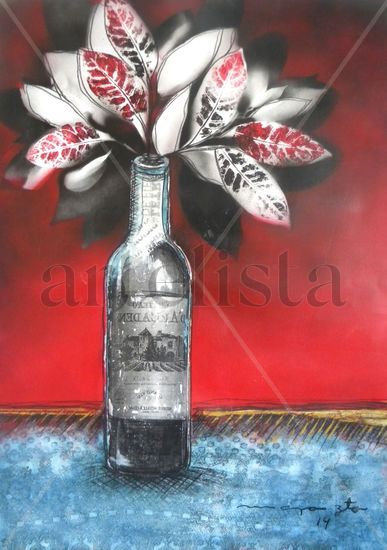 VINO CON FOLLAJE Media Mixta Papel Floral