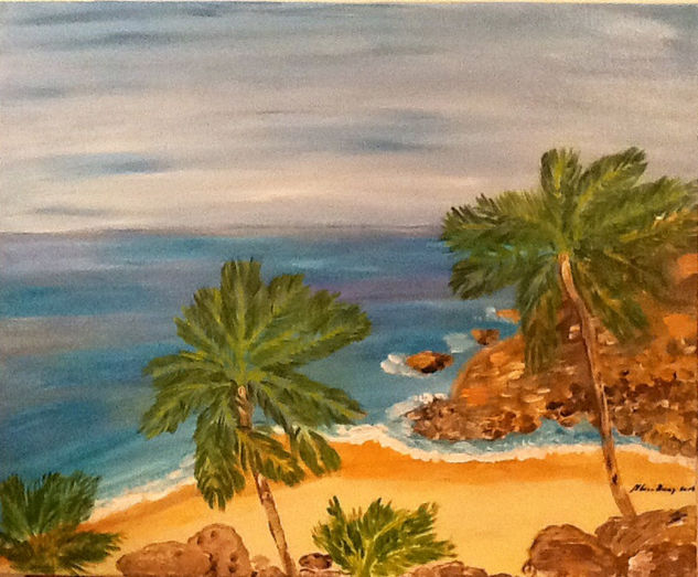 Las palmeras y el mar Acrylic Canvas Landscaping