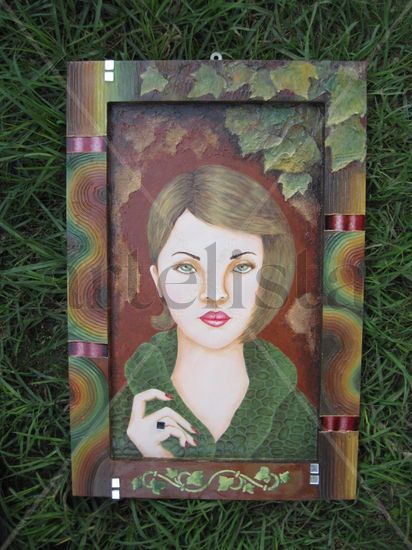 Dama de otoño Mixed media Panel Portrait