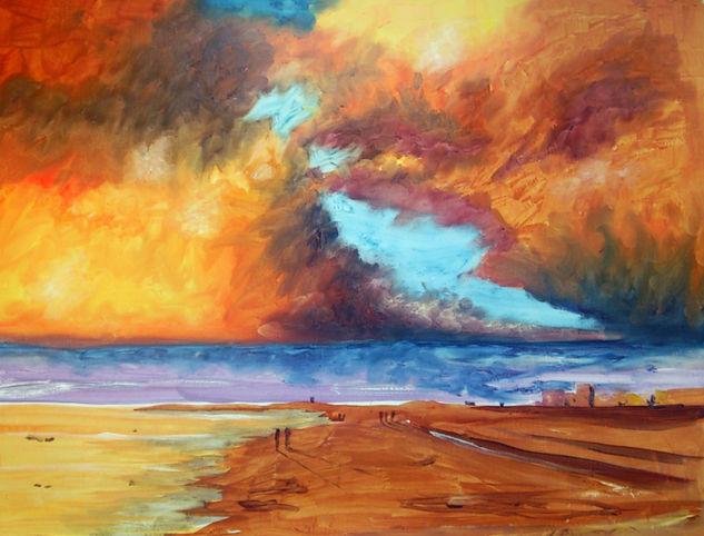 Beach sunset Oil Panel Landscaping