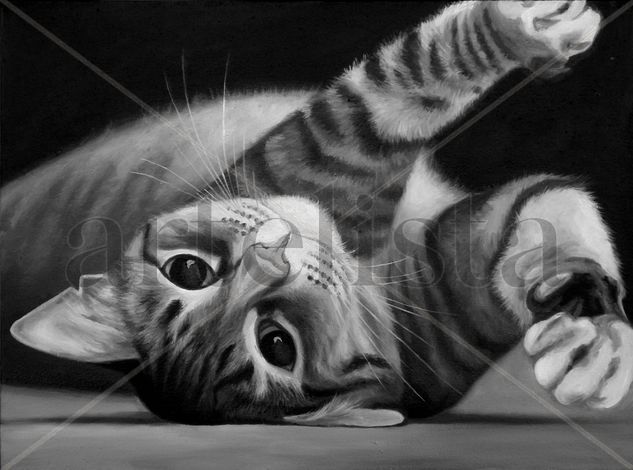 Gatito de espaldas Oil Canvas Animals