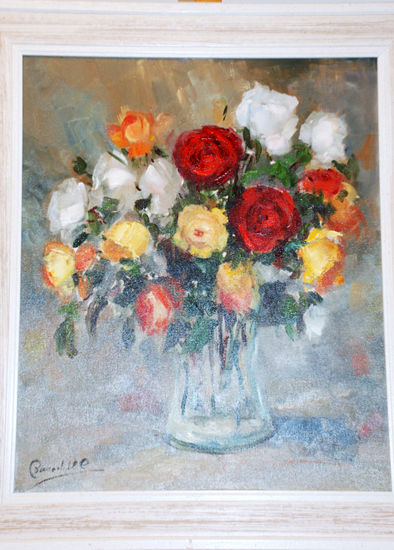 Boquet de Roses Oil Canvas Floral Painting