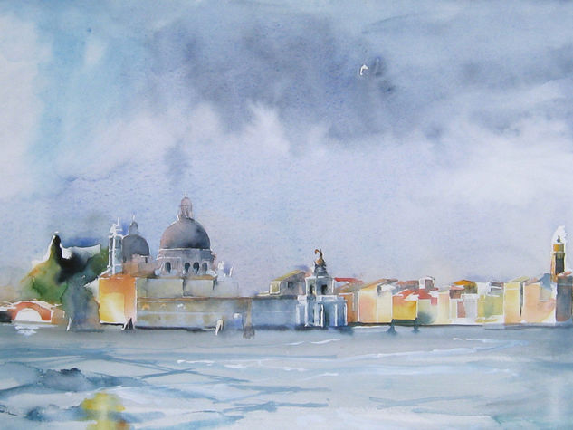 La Dogana, Amapola Herrera Watercolour Paper Marine Painting