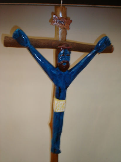 CRISTO AZUL Madera Figurativa