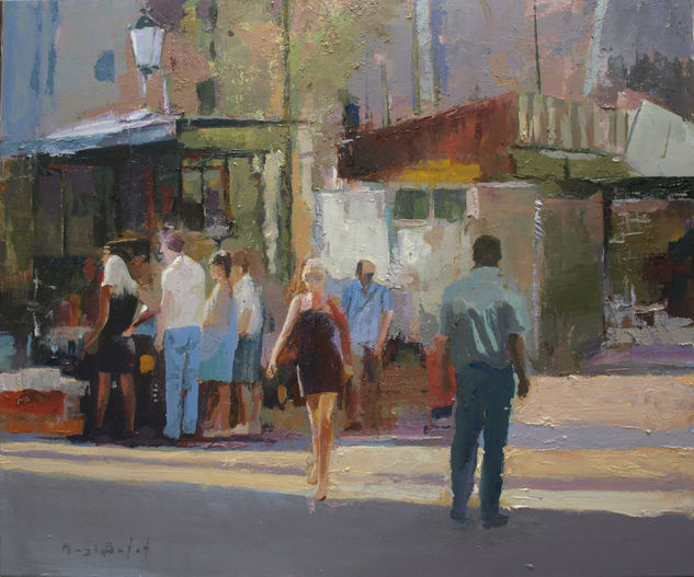 Ramblas, quioscos, gente Oil Canvas Landscaping