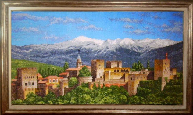 VENDO MI GRAN OBRA PARA COLECCIONISTA BORDADA, ÚNICA EN EL MUNDO,CUADRO DE LA ALHAMBRA 