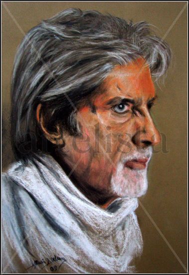 Amitabh Bachchan Pastel Card Portrait