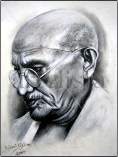 Mahatma Gandhi Pastel Cartulina Retrato