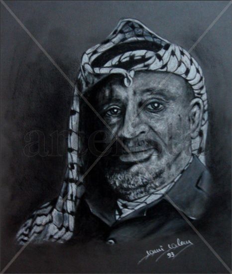 Yasser Arafat Pastel Cartulina Retrato