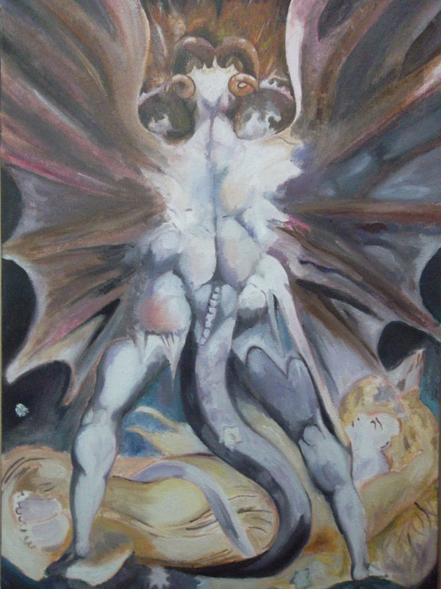 Reproduccion de: El dragón rojo - William Blake