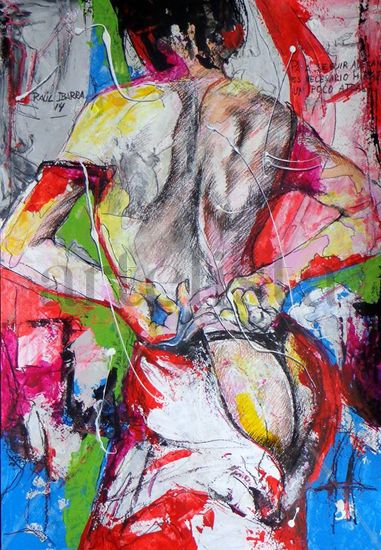 Para avanzar es necesario mirar atrás Mixed media Paper Nude Paintings