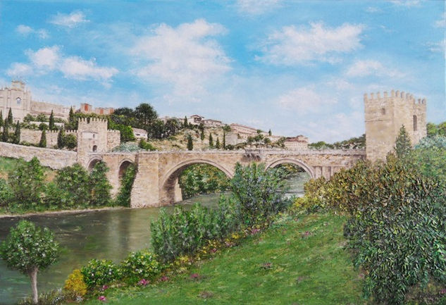 Puente de san Martín ( Toledo ) Óleo Lienzo Paisaje