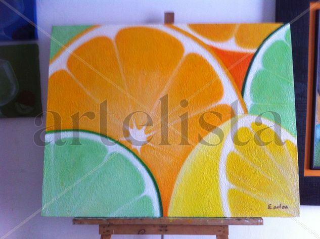 naranjas, mandarinas y limas Oil Canvas Still Life Paintings