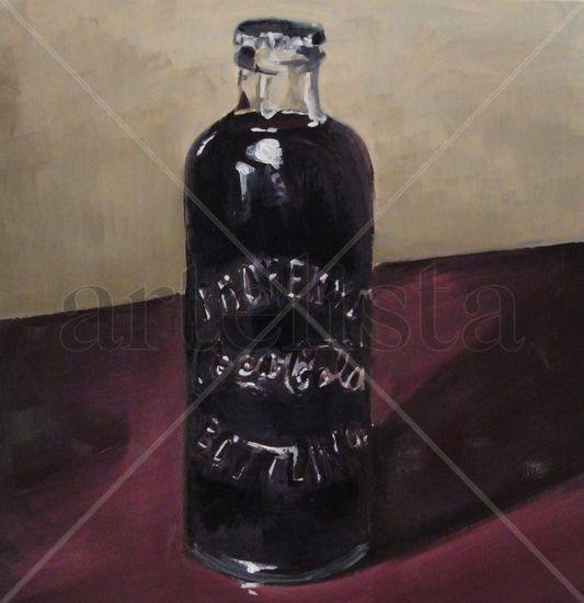 Botella Oil Paper Still Life Paintings