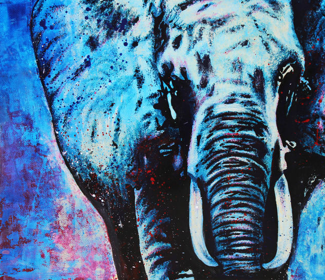 Elefante azul Acrílico Otros Animales