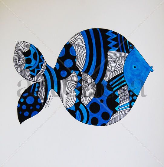 Pescado Acrylic Paper Marine Painting