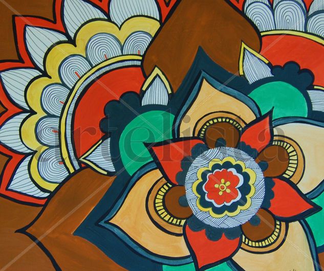 Mandala Acrylic Paper Floral Painting