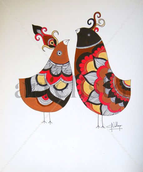 pareja de pajaros Acrylic Paper Animals