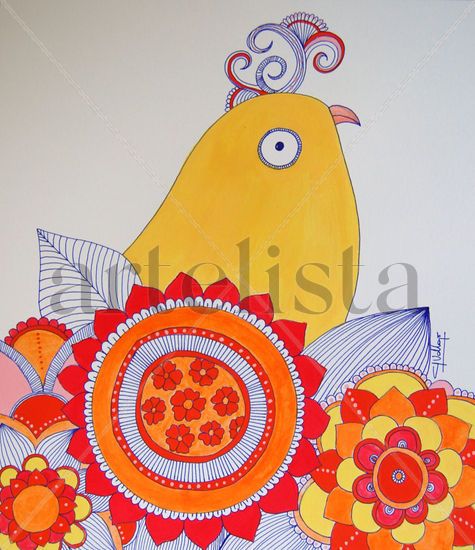 Pajaro Amarillo Acrylic Paper Landscaping