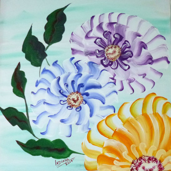 Dalias Acrylic Canvas Floral Painting