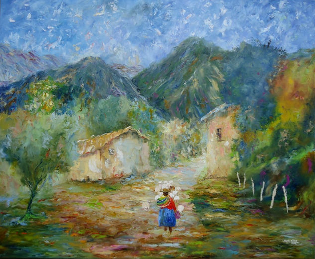 QUIEN VIENE DE LA LEJANÍA? Chicoana, Salta Oil Canvas Landscaping