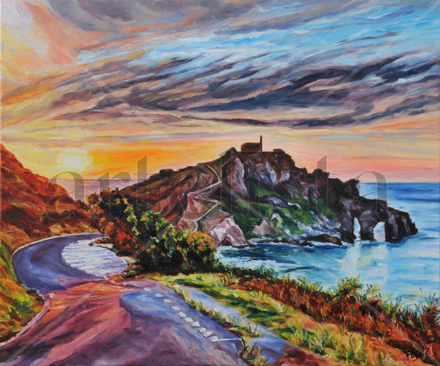 San Juan de Gaztelugatxe Oil Canvas Marine Painting