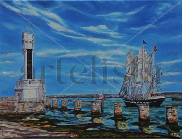 Le Belem à Bayonne Oil Canvas Marine Painting