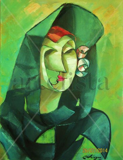 DAMA CON MANTILLA Oil Canvas Figure Painting