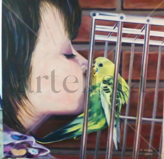 Niña con periquito Oil Canvas Others